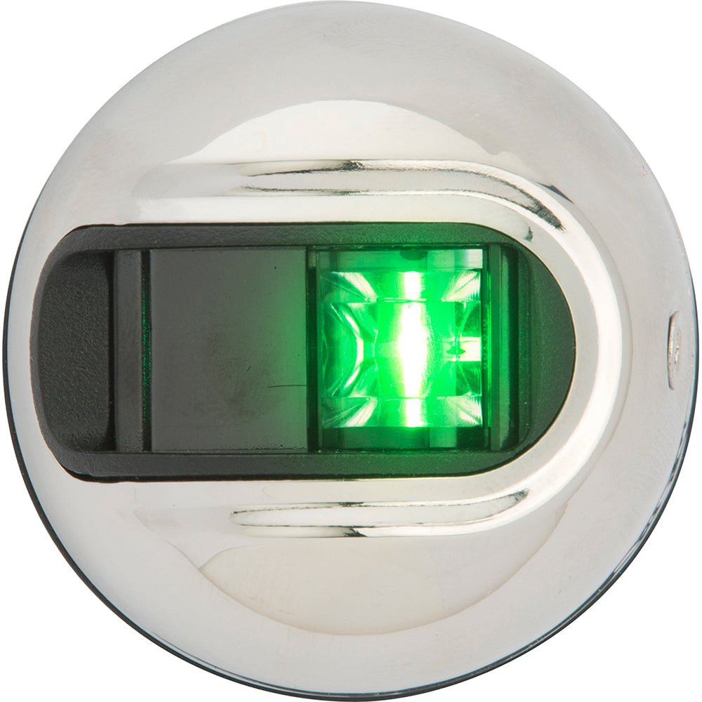 Attwood LightArmor Vertical Surface Mount Navigation Light - Starboard (Green) - Stainless Steel - 2NM [NV3012SSG-7] - Houseboatparts.com