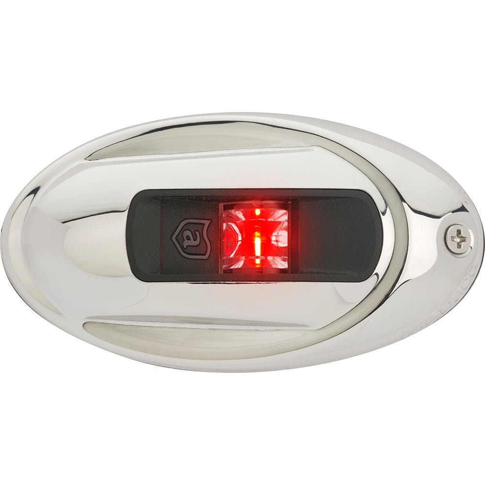 Attwood LightArmor Vertical Surface Mount Navigation Light - Oval - Port (red) - Stainless Steel - 2NM [NV4012SSR-7] - Houseboatparts.com