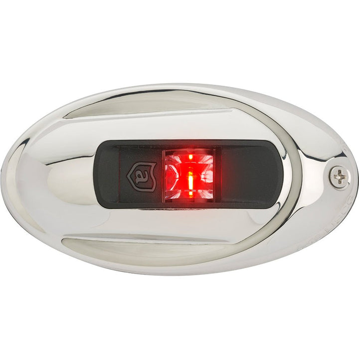 Attwood LightArmor Vertical Surface Mount Navigation Light - Oval - Port (red) - Stainless Steel - 2NM [NV4012SSR-7] - Houseboatparts.com