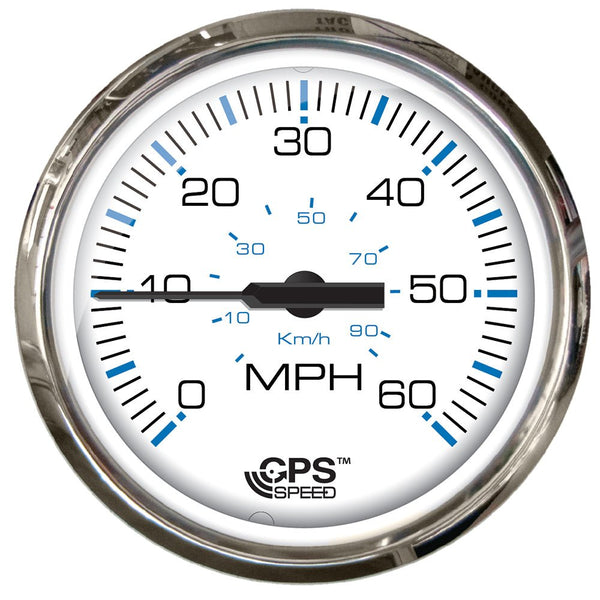Faria Chesapeake White SS 4" Studded Speedometer - 60MPH (GPS) [33839] - Houseboatparts.com