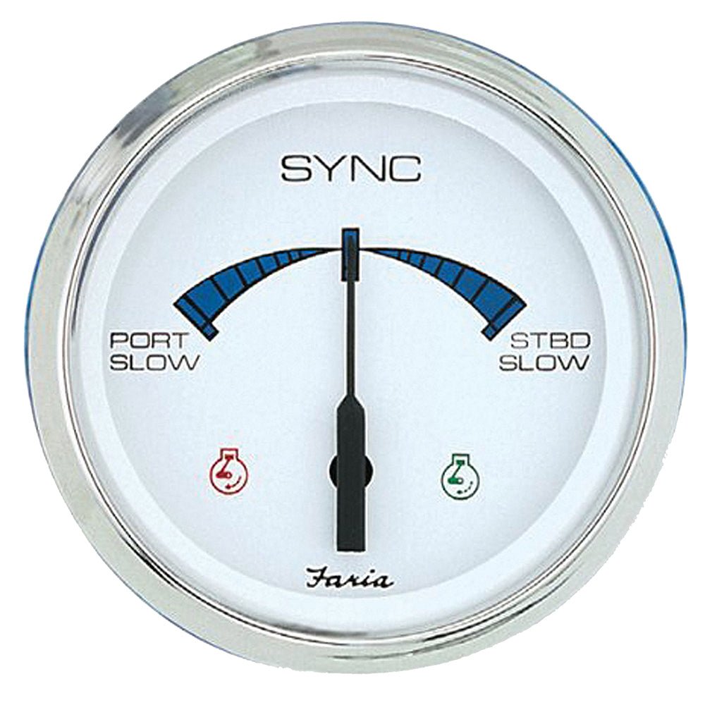 Faria 4" Chesapeake SS White Engine Synchronizer - Dual Gas Var Ratio Alt Diesel [33801] - Houseboatparts.com