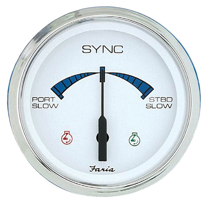 Faria 4" Chesapeake SS White Engine Synchronizer - Dual Gas Var Ratio Alt Diesel [33801] - Houseboatparts.com