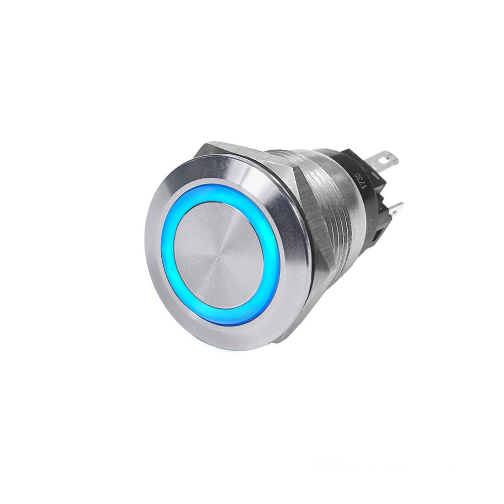 Blue Sea 4160 SS Push Button Switch - Off-On - Blue - 10A [4160] - Houseboatparts.com