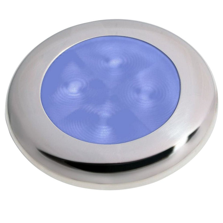 Hella Marine Polished Stainless Steel Rim LED Courtesy Lamp - Blue [980503221] - Houseboatparts.com