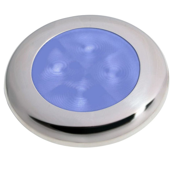 Hella Marine Polished Stainless Steel Rim LED Courtesy Lamp - Blue [980503221] - Houseboatparts.com