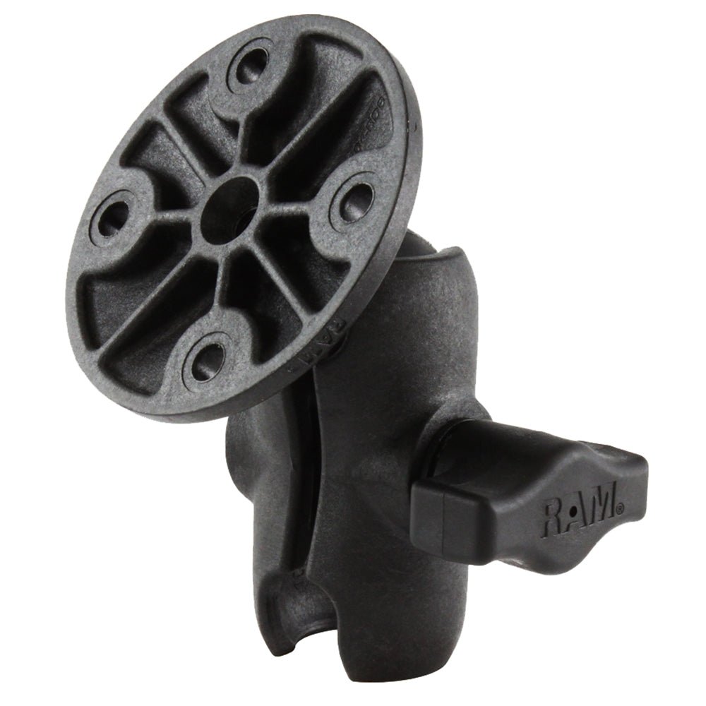 RAM Mount Composite 1" Ball Short Length Double Socket Arm w/2.5" Round Base Including AMPs Hole Pattern [RAP-B-103U-A] - Houseboatparts.com