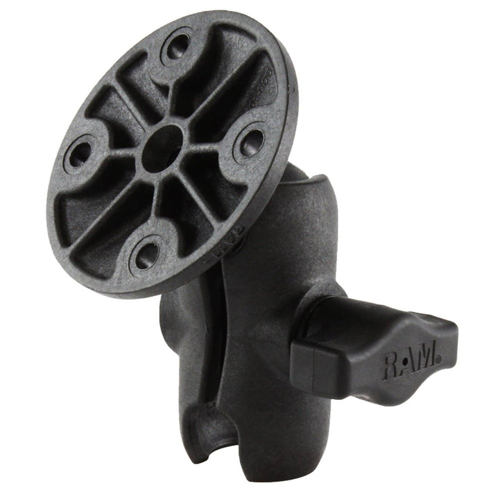 RAM Mount Composite 1" Ball Short Length Double Socket Arm w/2.5" Round Base Including AMPs Hole Pattern [RAP-B-103U-A] - Houseboatparts.com