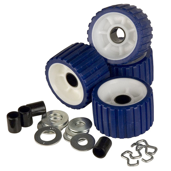 C.E. Smith Ribbed Roller Replacement Kit - 4-Pack - Blue [29320] - Houseboatparts.com