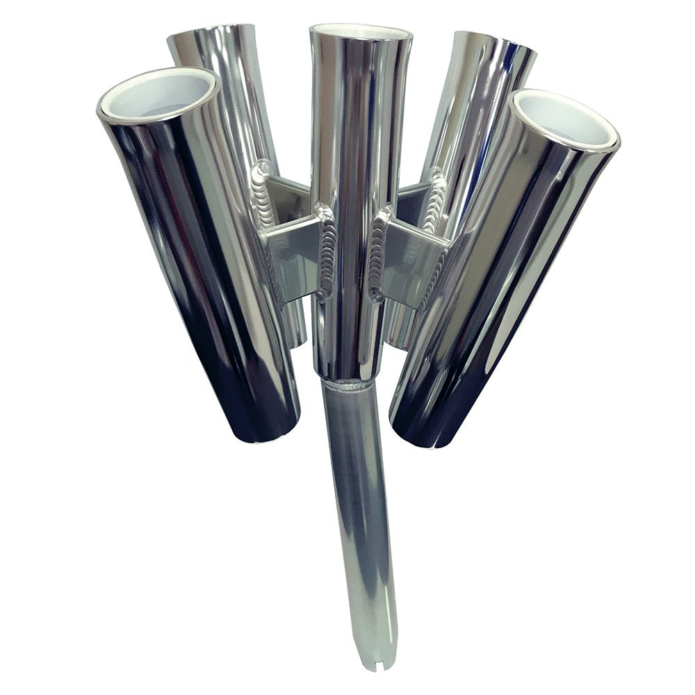 Tigress Five Rod Cluster - Bent Butt - Polished Aluminum [88157 - 2] - Houseboatparts.com