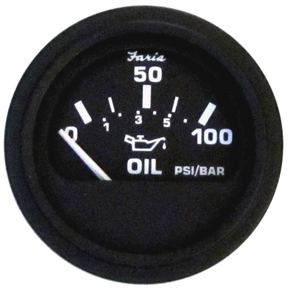 Faria Euro Black 2" Oil Pressure Gauge (100 PSI) [12845] - Houseboatparts.com