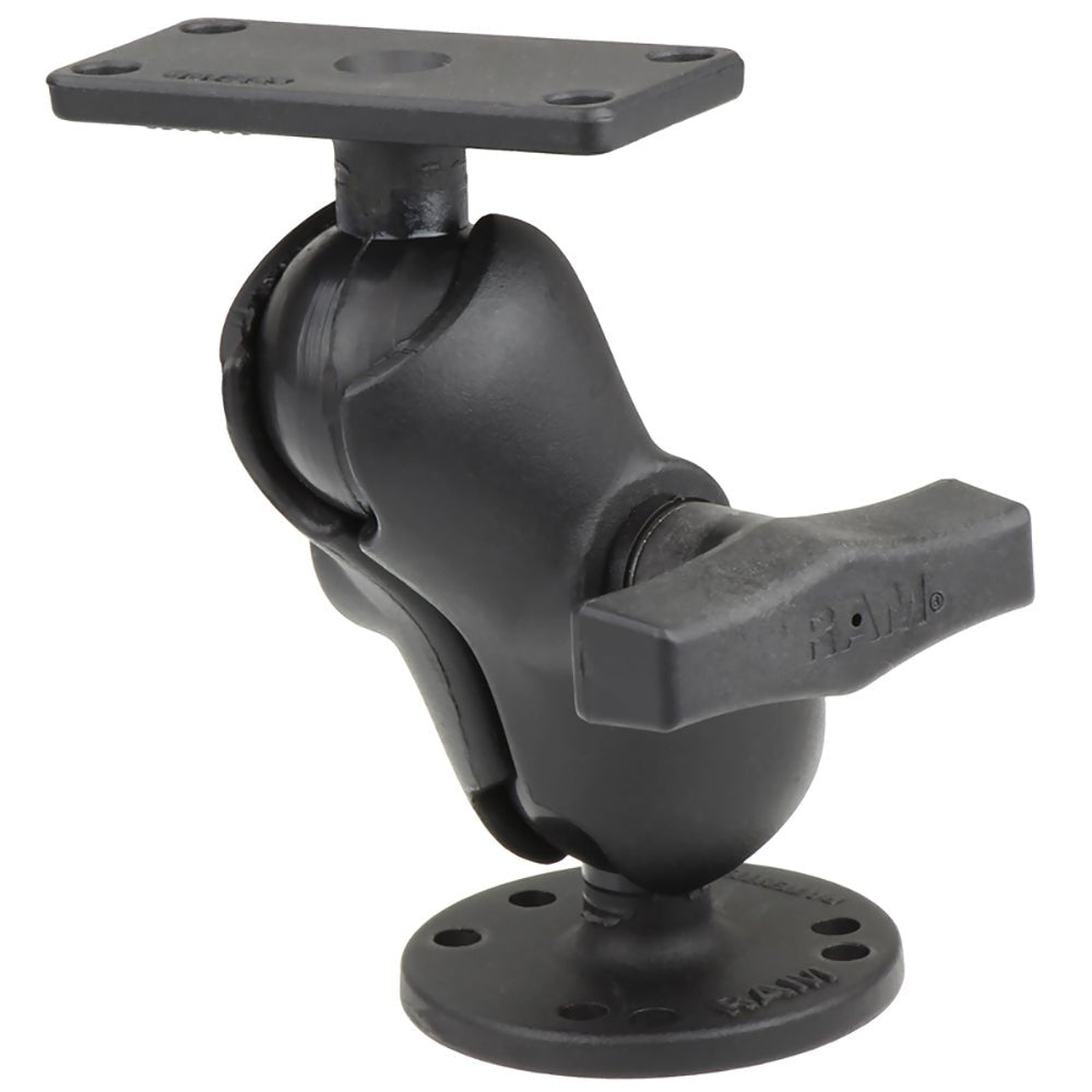 RAM Mount 1.5" Ball Mount w/2.5" Round Base, Short Arm 1.5" x 3" Plate f/Humminbird Helix 5 Only [RAM-202-153-B-202U] - Houseboatparts.com