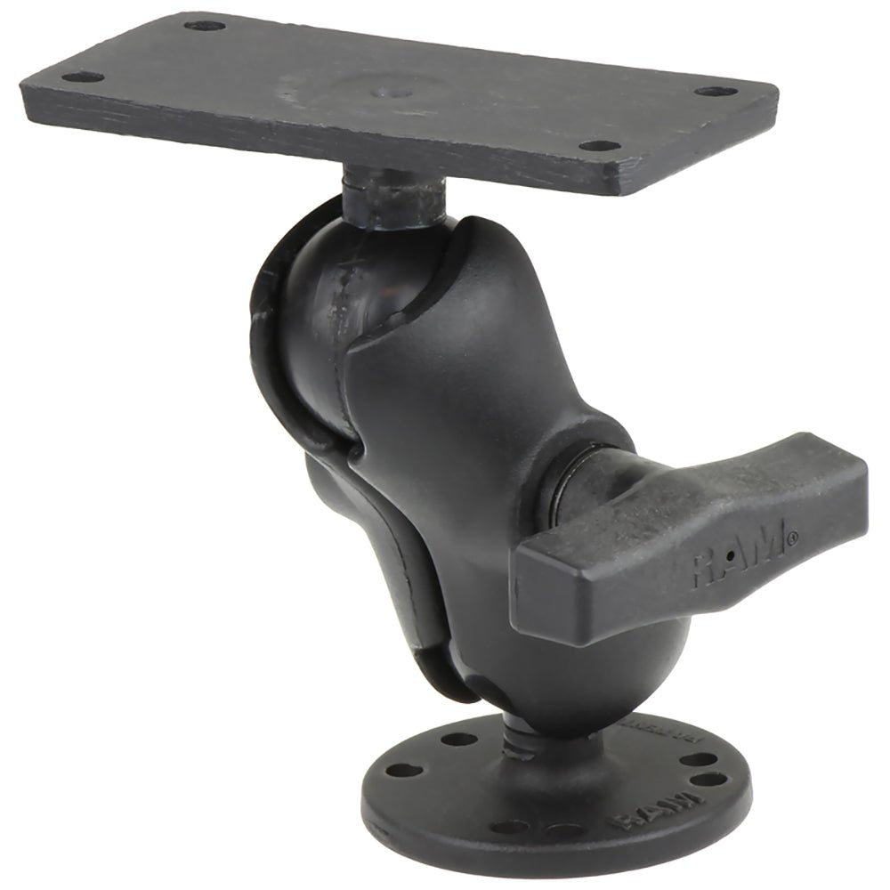 RAM Mount 1.5" Ball Mount w/2.5" Round Base, Short Arm 2" x 4" Plate f/Humminbird Helix 7 Only [RAM-202-24-B-202U] - Houseboatparts.com