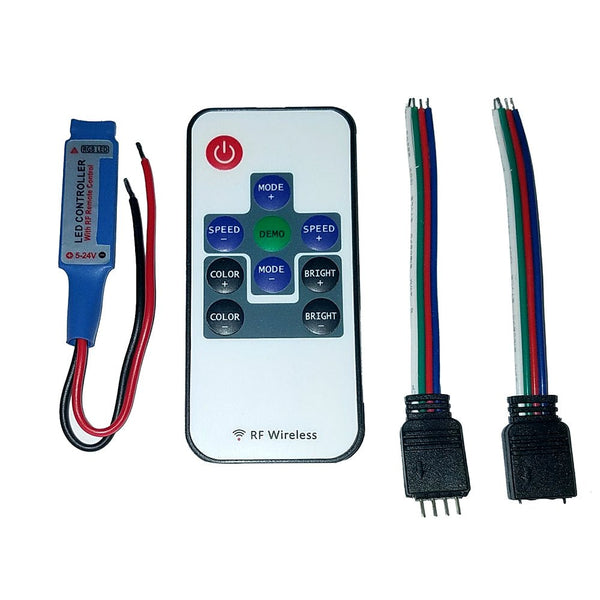 Lunasea Multifunction Indoor RGB LED Controller w/Buttons RF Remote 5/12/24 VDC [LLB-45AR-08-02] - Houseboatparts.com