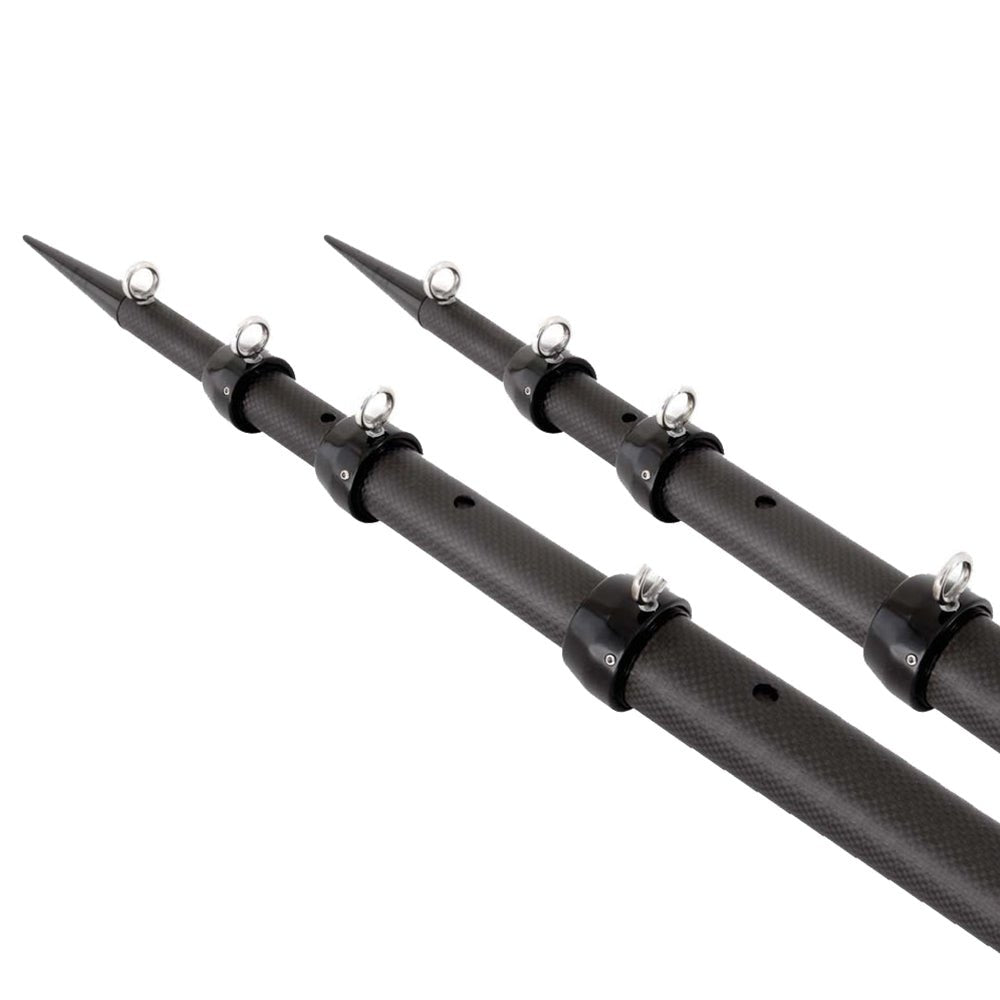 Tigress XD 3k Carbon Fiber Telescoping Outrigger Poles - 18 feet - Matte Black/ Black - Pair [88679] - Houseboatparts.com