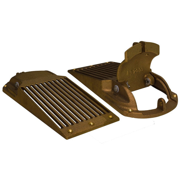 GROCO Bronze Slotted Hull Scoop Strainer w/Access Door f/Up to 3" Thru Hull [ASC-3000] - Houseboatparts.com