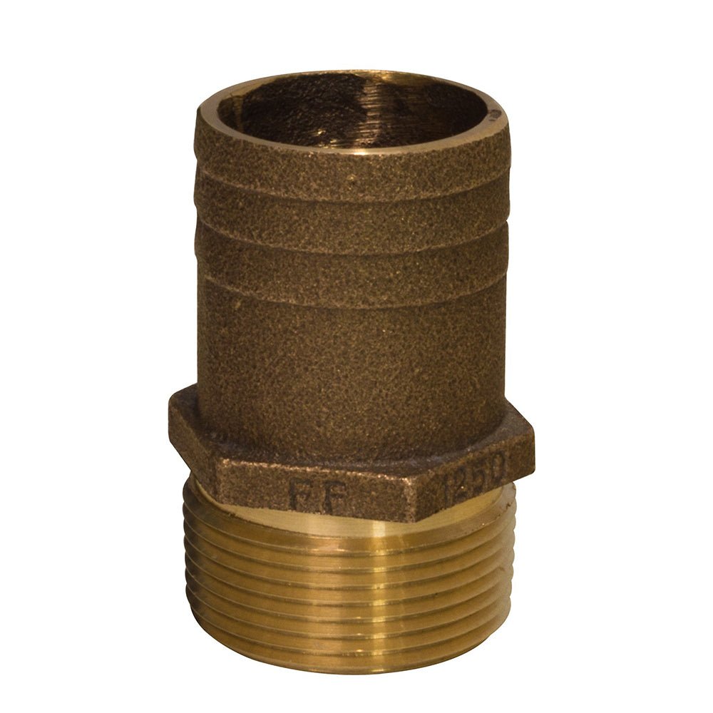 GROCO 3/4" NPT x 1" Bronze Full Flow Pipe to Hose Straight Fitting [FF-750] - Houseboatparts.com