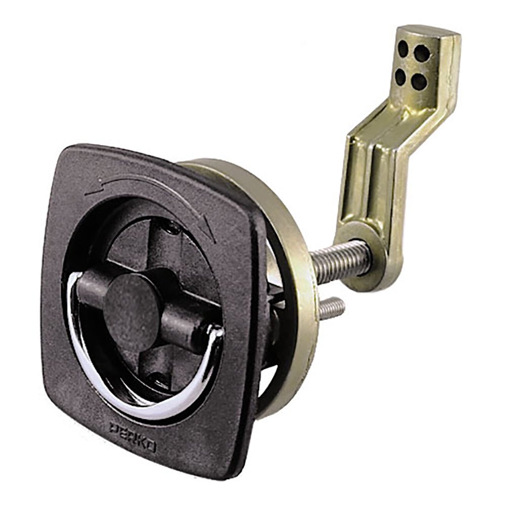 Perko Flush Latch - Non-Locking - 2.5" x 2.5" w/Offset Cam Bar Flexible Polymer Strike [0932DP1BLK] - Houseboatparts.com