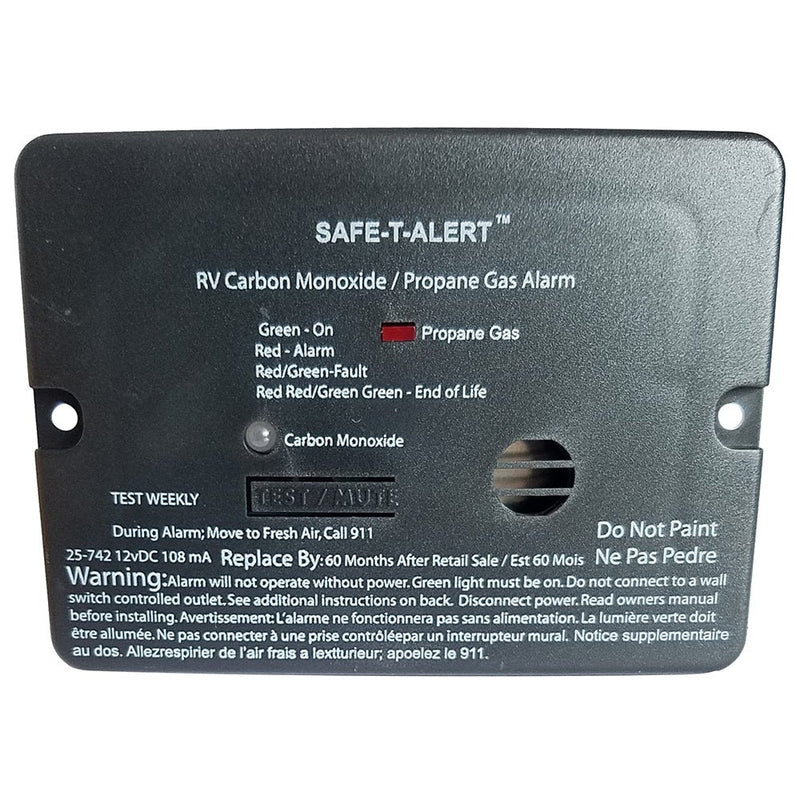 Safe-T-Alert Combo Carbon Monoxide Propane Alarm - Flush Mount - Mini - Black [25-742-BL] - Houseboatparts.com