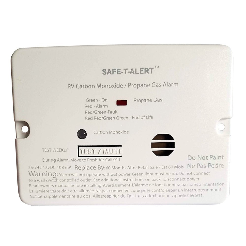 Safe-T-Alert Combo Carbon Monoxide Propane Alarm - Flush Mount - Mini - White [25-742-WHT] - Houseboatparts.com