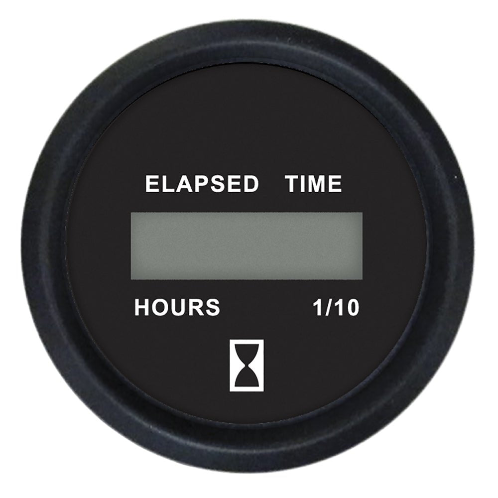 Faria Euro Black 2" Digital Hourmeter Gauge [12835] - Houseboatparts.com