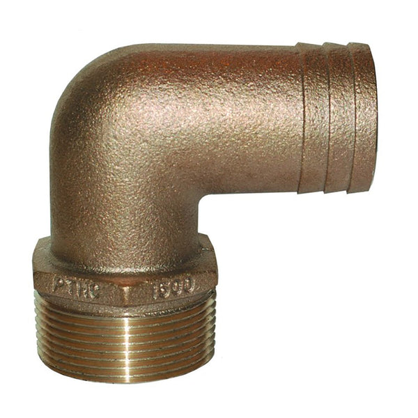 GROCO 3/4" NPT x 3/4" ID Bronze 90 Degree Pipe to Hose Fitting Standard Flow Elbow [PTHC-750] - Houseboatparts.com