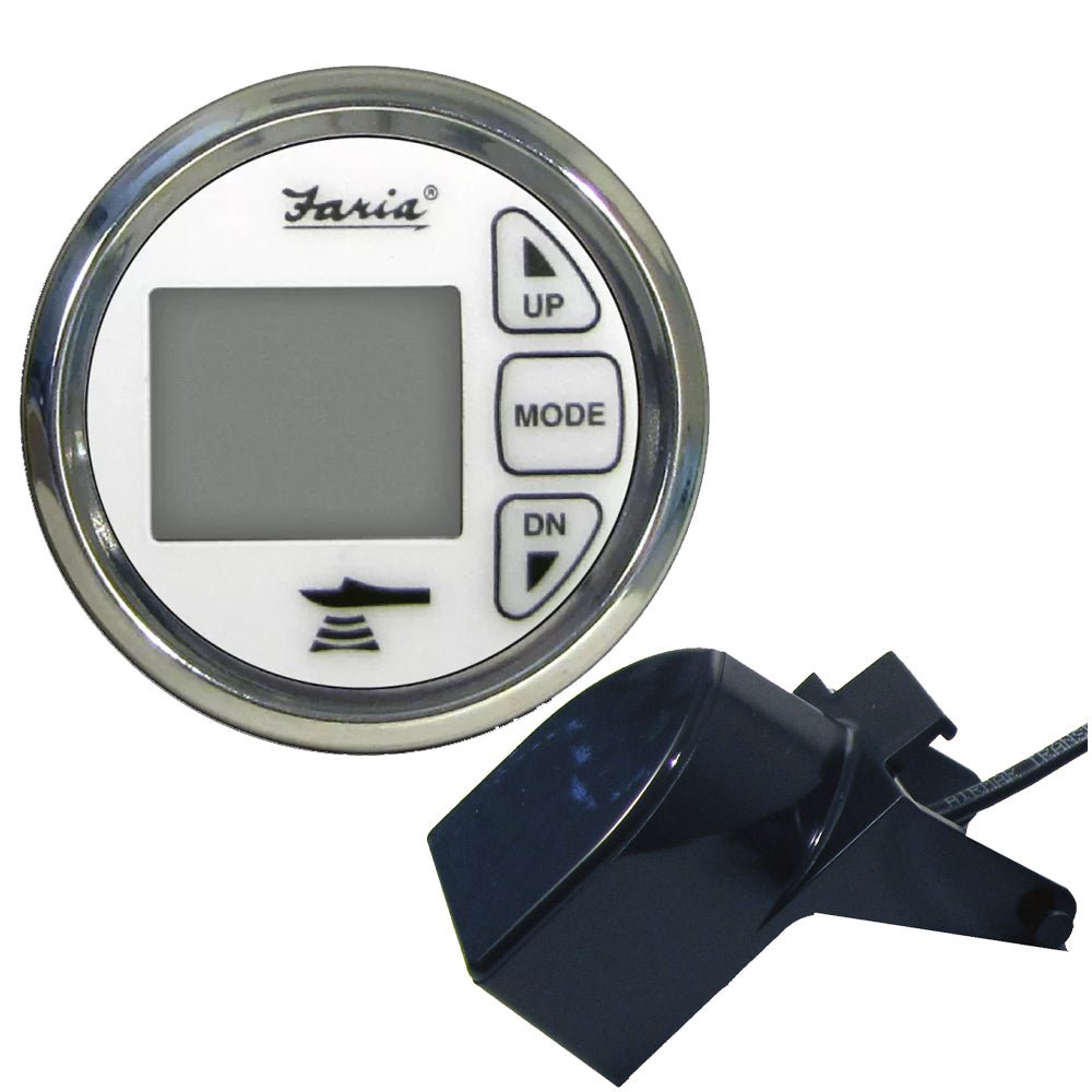 Faria Chesapeake White SS 2" Dual Depth Temp Sounder w/Transom Mount Transducer [13852] - Houseboatparts.com