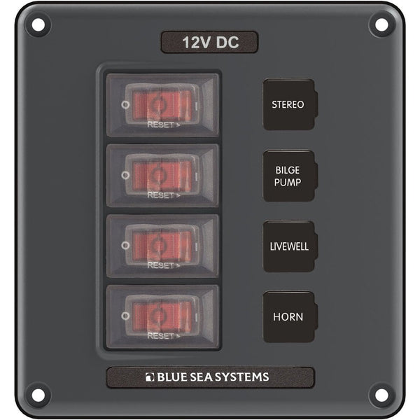 Blue Sea 4320 Circuit Breaker Switch Panel 4 Position - Gray [4320] - Houseboatparts.com