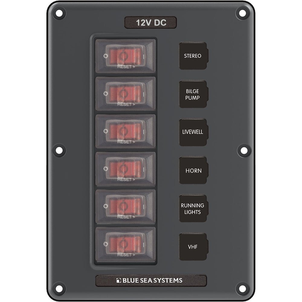 Blue Sea 4322 Circuit Breaker Switch Panel 6 Position - Gray [4322] - Houseboatparts.com