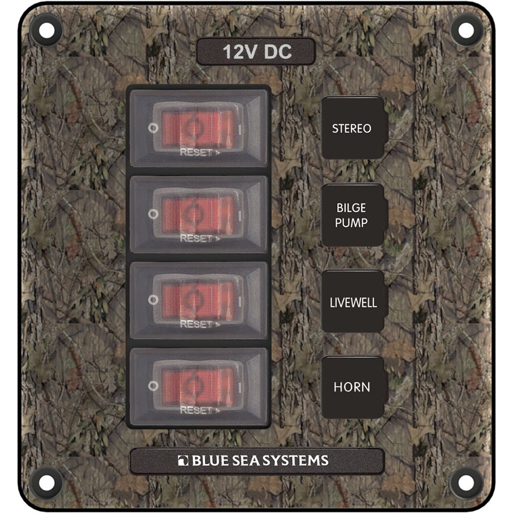 Blue Sea 4323 Circuit Breaker Switch Panel 4 Position - Camo [4323] - Houseboatparts.com