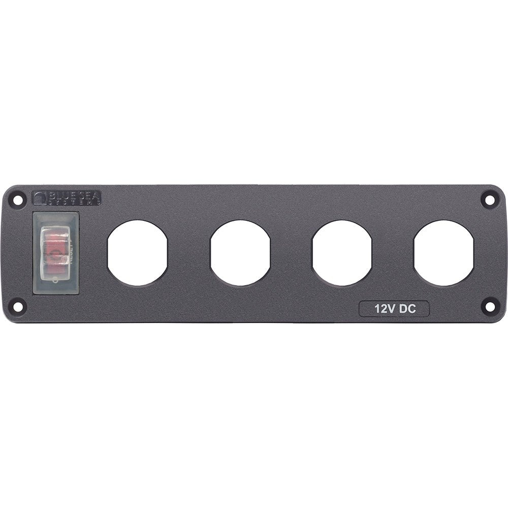 Blue Sea Water Resistant USB Accessory Panel - 15A Circuit Breaker, 4x Blank Apertures [4369] - Houseboatparts.com