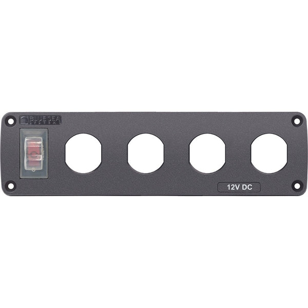 Blue Sea Water Resistant USB Accessory Panel - 15A Circuit Breaker, 4x Blank Apertures [4369] - Houseboatparts.com