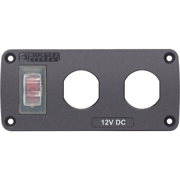 Blue Sea 4364 Water Resistant USB Accessory Panel - 15A Circuit Breaker, 2x Blank Apertures [4364] - Houseboatparts.com