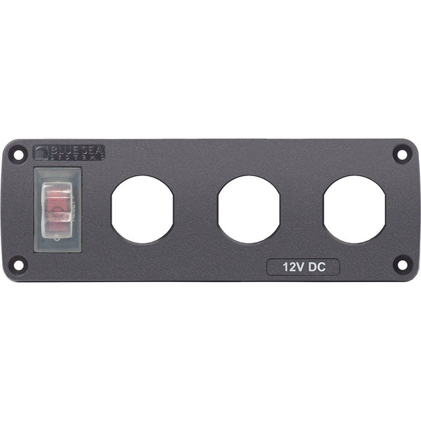 Blue Sea 4367 Water Resistant USB Accessory Panel - 15A Circuit Breaker, 3x Blank Apertures [4367] - Houseboatparts.com
