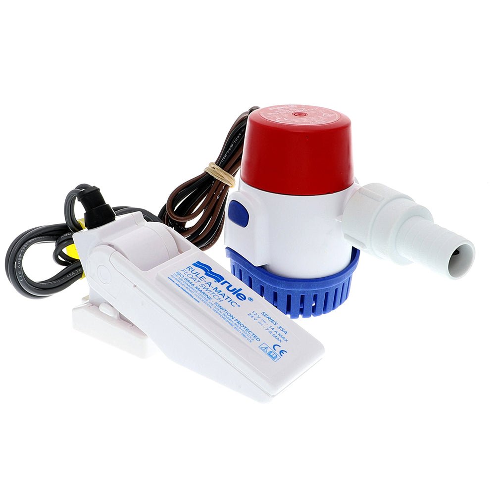 Rule 500 GPH Standard Bilge Pump Kit w/Float Switch - 12V [25DA-35A] - Houseboatparts.com