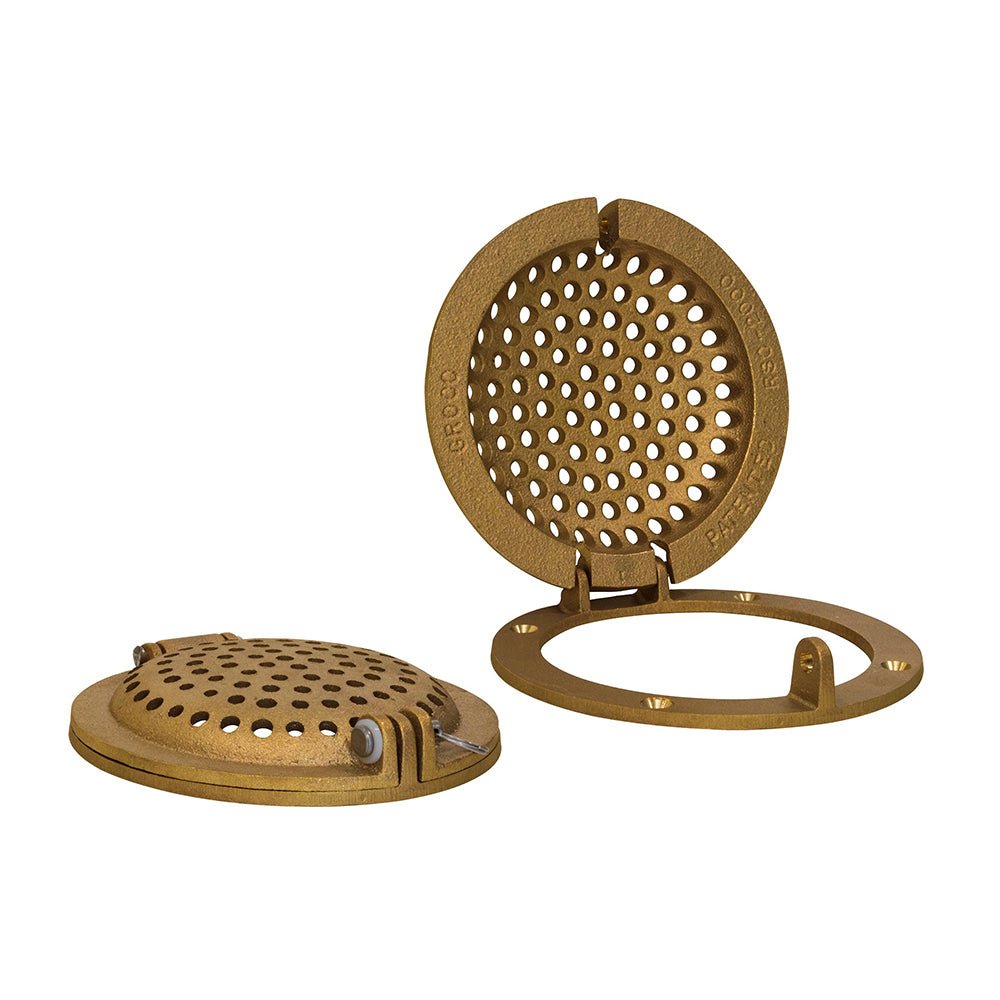 GROCO Bronze Round Hull Strainer w/Access Door f/Up To 1" Thru-Hull [RSC-1000] - Houseboatparts.com