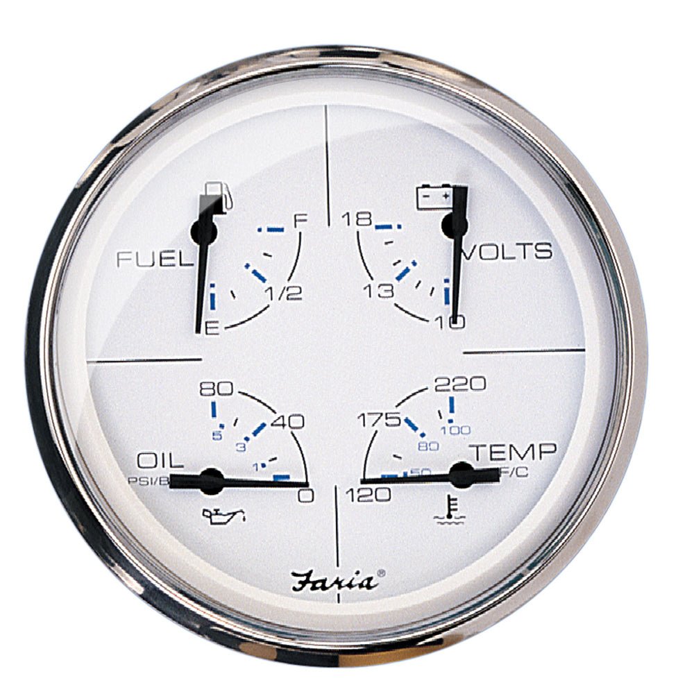 Faria Chesapeake White SS 5" Multifunction Gauge [33864] - Houseboatparts.com