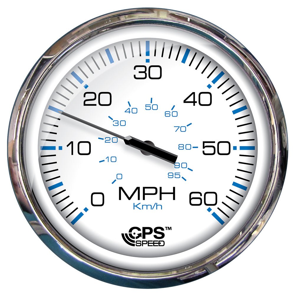 Faria Chesapeake White SS 5" Speedometer - 60 MPH (GPS)(Studded) [33861] - Houseboatparts.com