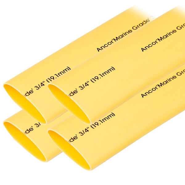 Ancor Heat Shrink Tubing 3/4" x 6" - Yellow - 4 Pieces [306906] - Houseboatparts.com