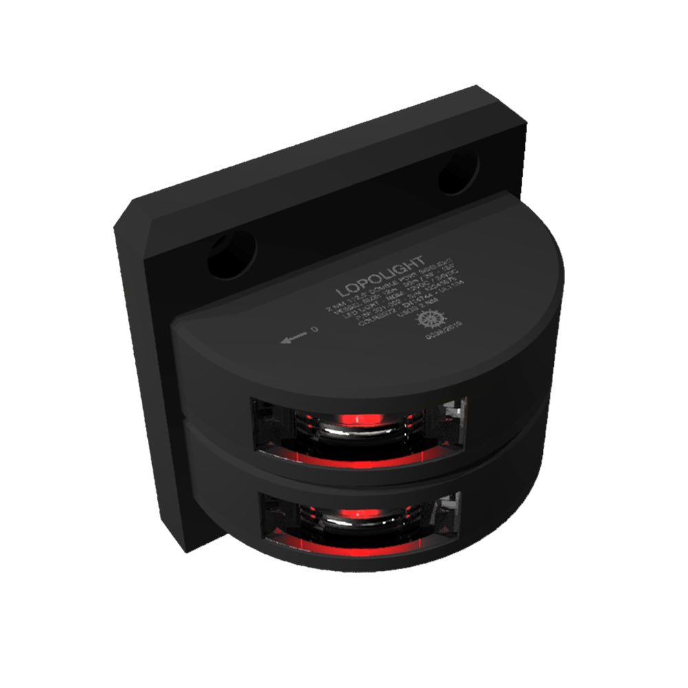 Lopolight Series 301-002 - Double Stacked Port Sidelight - 2NM - Vertical Mount - Red - Black Housing [301-002ST-B] - Houseboatparts.com