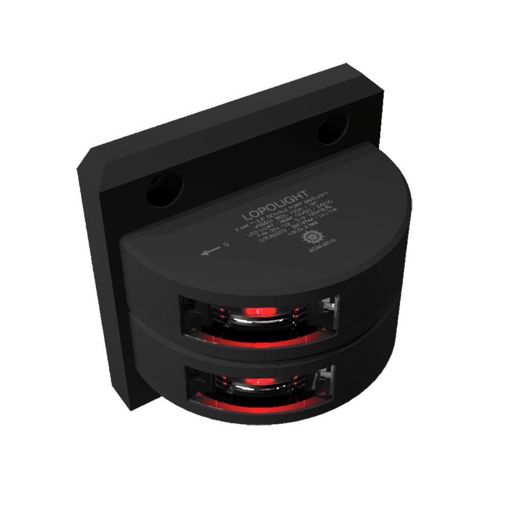 Lopolight Series 301-102 - Double Stacked Port Sidelight - 3NM - Vertical Mount - Red - Black Housing [301-102ST-B] - Houseboatparts.com