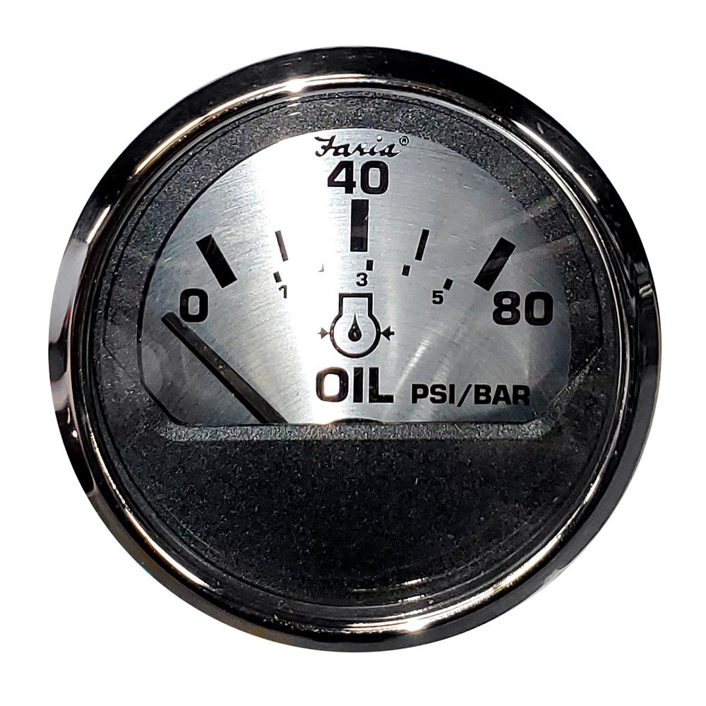 Faria Spun Silver 2" Oil Pressure Gauge [16002] - Houseboatparts.com