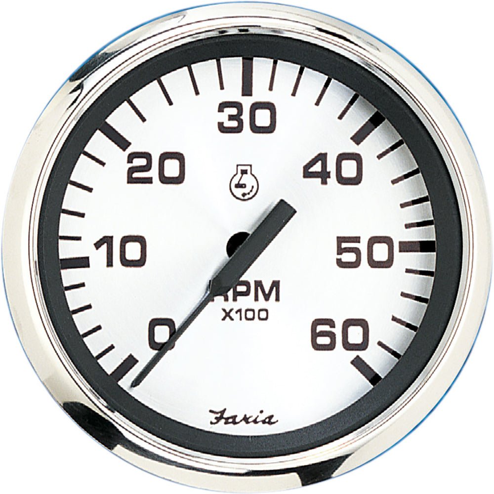 Faria Spun Silver 4" Tachometer (6000 RPM) (Gas Inboard I/O) [36004] - Houseboatparts.com