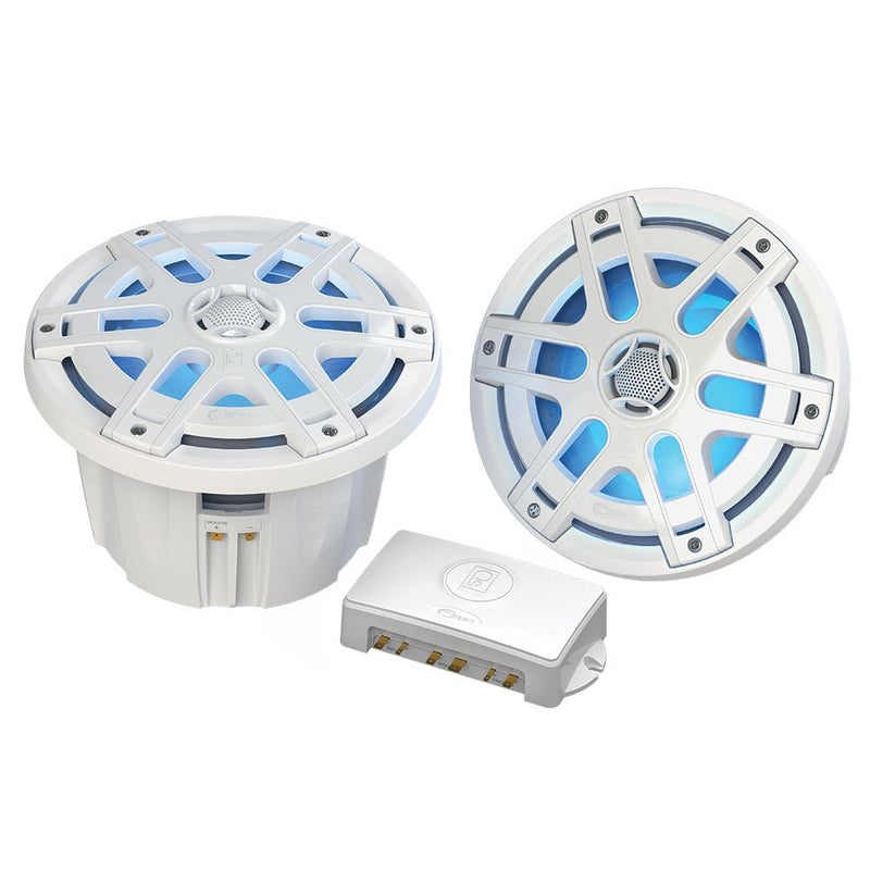 Poly-Planar MA-OC8 8" 500 Watt Waterproof Blue LED Speaker - White [MA-OC8] - Houseboatparts.com