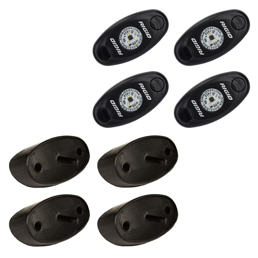 RIGID Industries A-Series Rock Light Kit - 4 Cool White Lights - Black [400203] - Houseboatparts.com