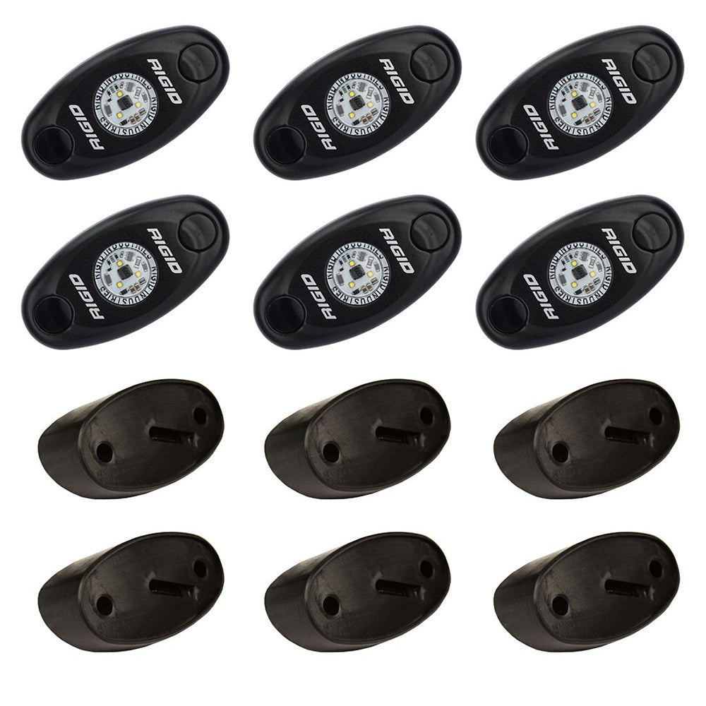 RIGID Industries A-Series Rock Light Kit - 6 Cool White Lights - Black [400253] - Houseboatparts.com