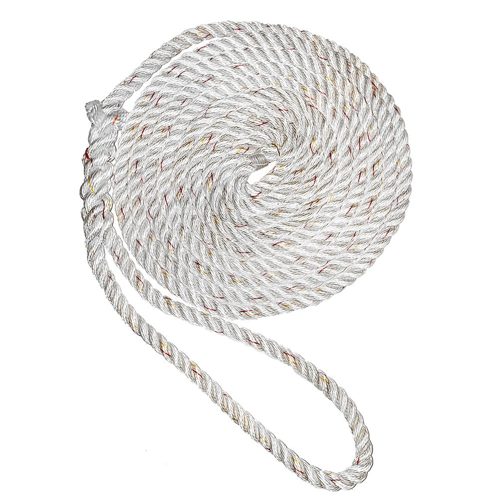 New England Ropes 1/2" Premium 3-Strand Dock Line - White w/Tracer - 15 [C6050-16-00015] - Houseboatparts.com