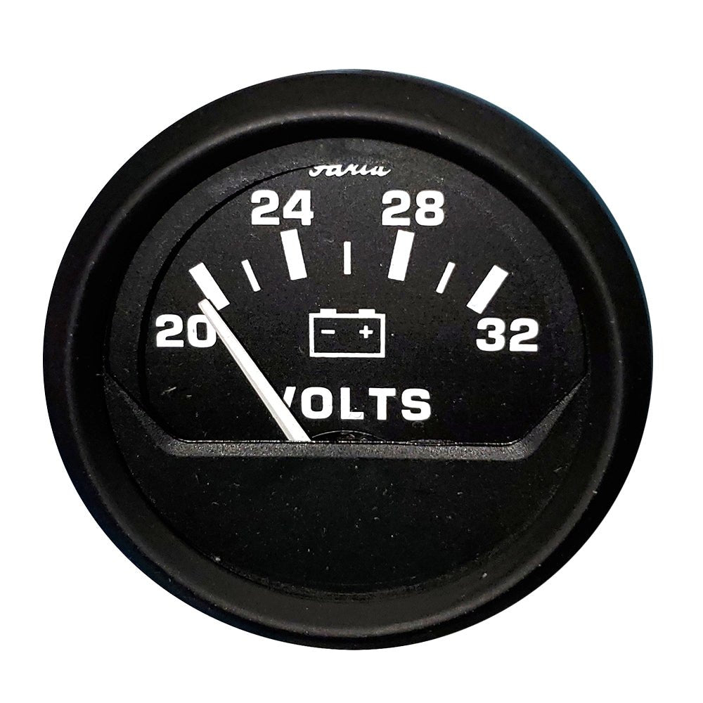 Faria Euro Black 2" Voltmeter (20-32 V) [12860] - Houseboatparts.com