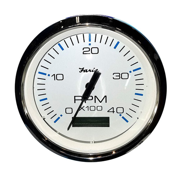 Faria Chesapeake White SS 4" Tachometer w/Hourmeter (4000 RPM) (Diesel) (Mech. Takeoff Var. Ratio Alt) [33834] - Houseboatparts.com