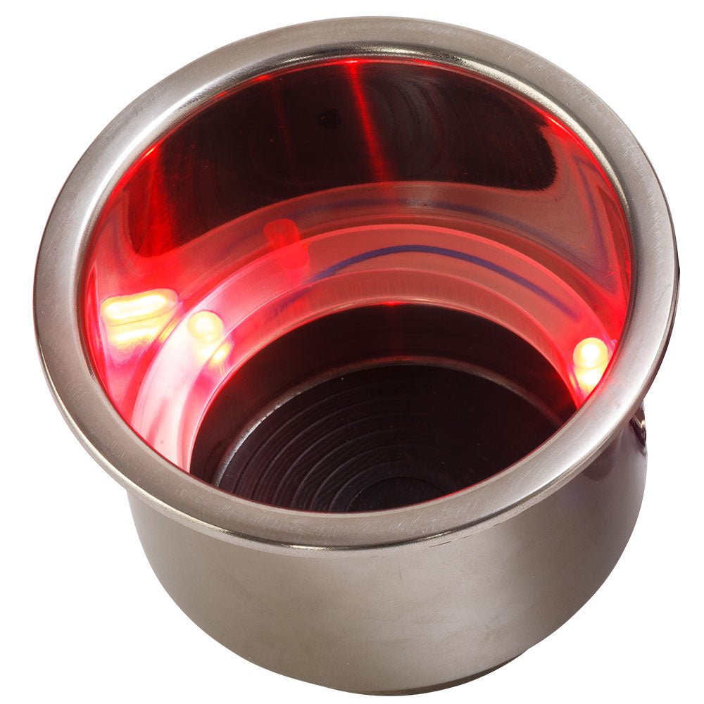 Sea-Dog LED Flush Mount Combo Drink Holder w/Drain Fitting - Red LED [588071-1] - Houseboatparts.com