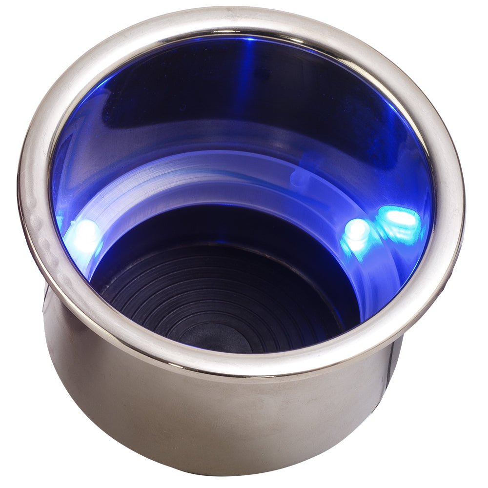 Sea-Dog LED Flush Mount Combo Drink Holder w/Drain Fitting - Blue LED [588074-1] - Houseboatparts.com